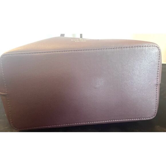 Kate Spade Raspberry Chocolate Leather Small Tote Shoulder Bag Turnlock Closure - Picture 9 of 15